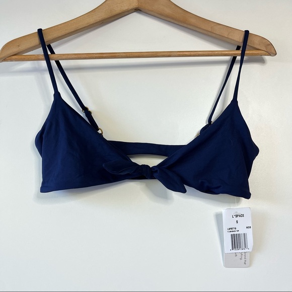 L*space navy blue flashback tie bow front bikini swim top - Picture 5 of 8